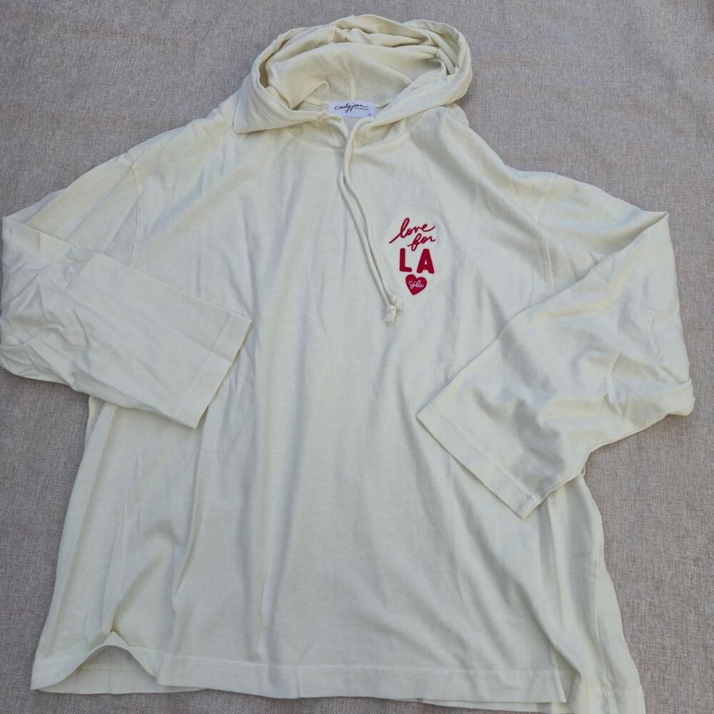 Carly-jean Women's Yellow and Cream Hoodie